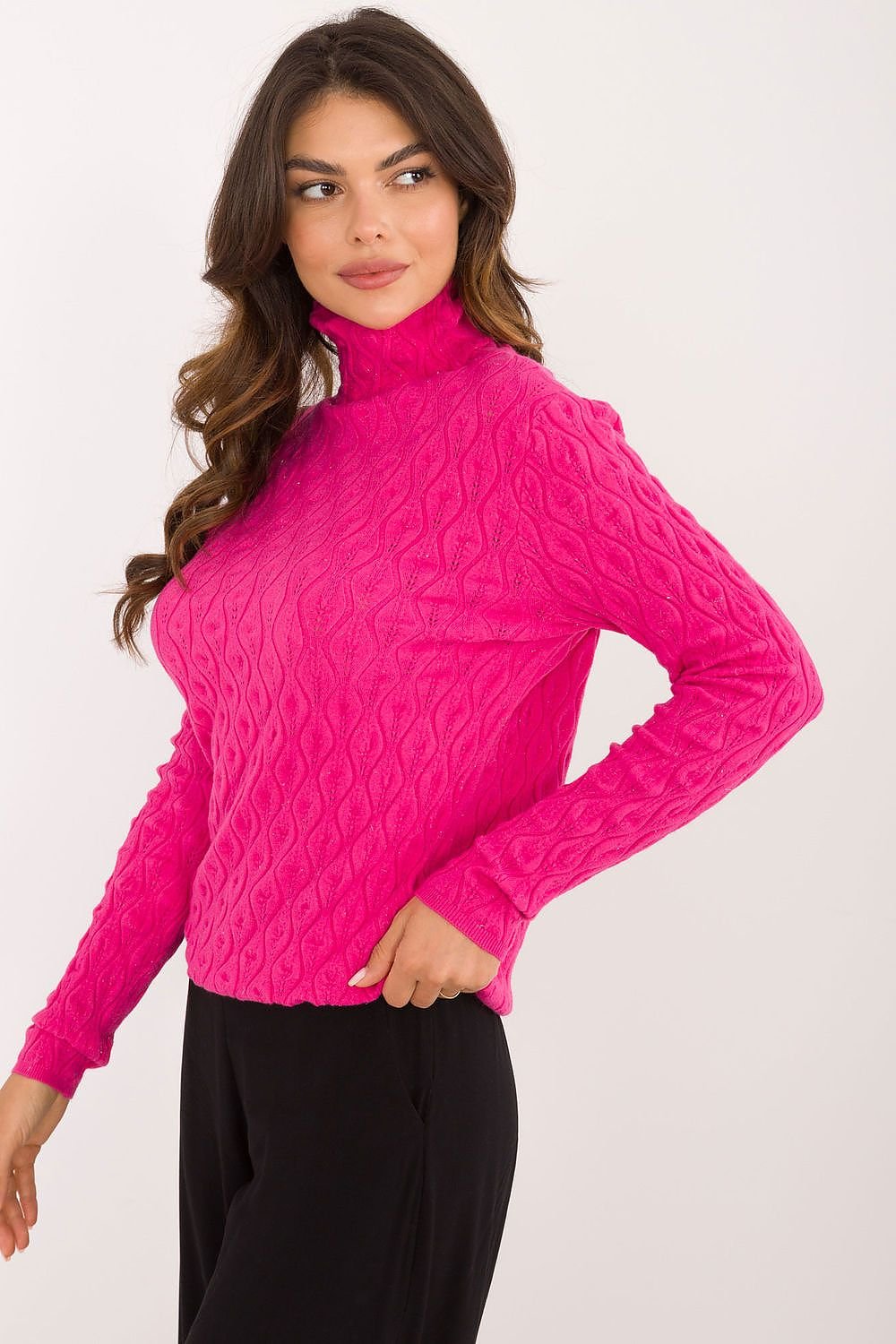 Chic Openwork Casual Turtleneck Sweater AT