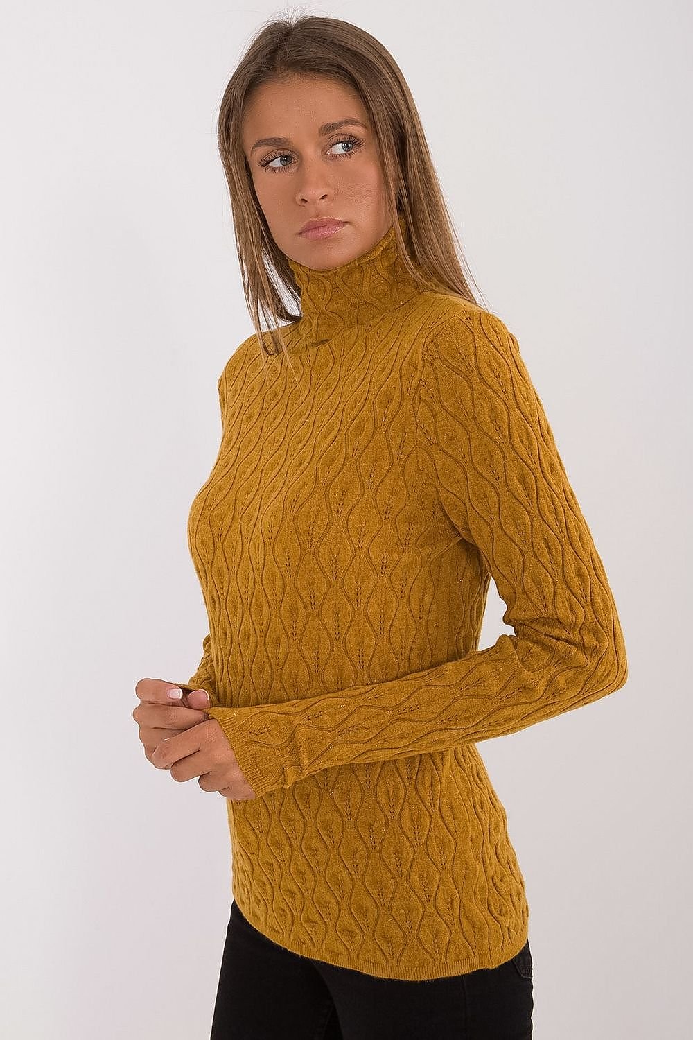 Chic Openwork Casual Turtleneck Sweater AT