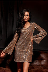 Shimmering A-Line Mini Dress Roco Fashion