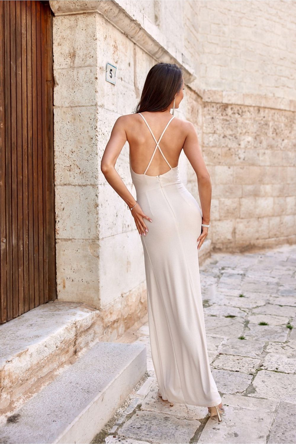 Stunning Strapless Open Back Maxi Dress Roco Fashion