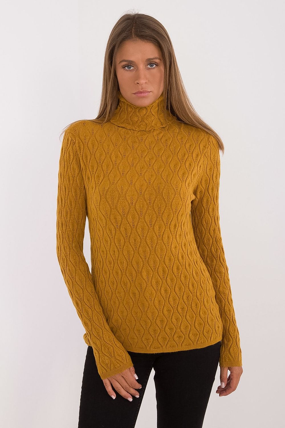 Chic Openwork Casual Turtleneck Sweater AT