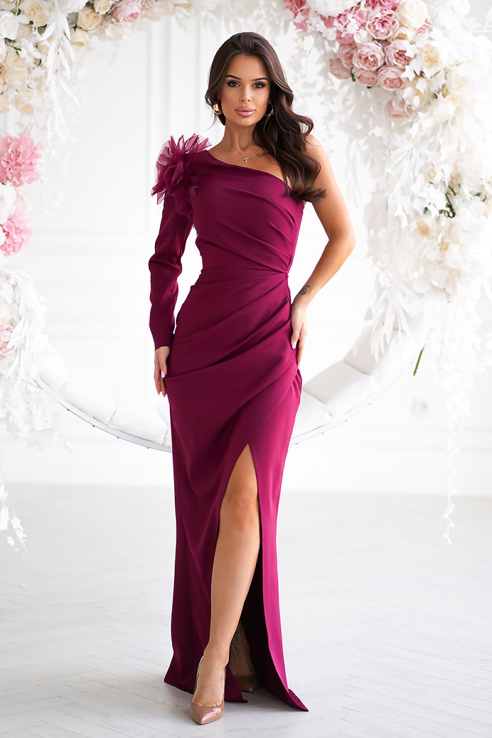 Elegant Fitted Long Dress Bicotone