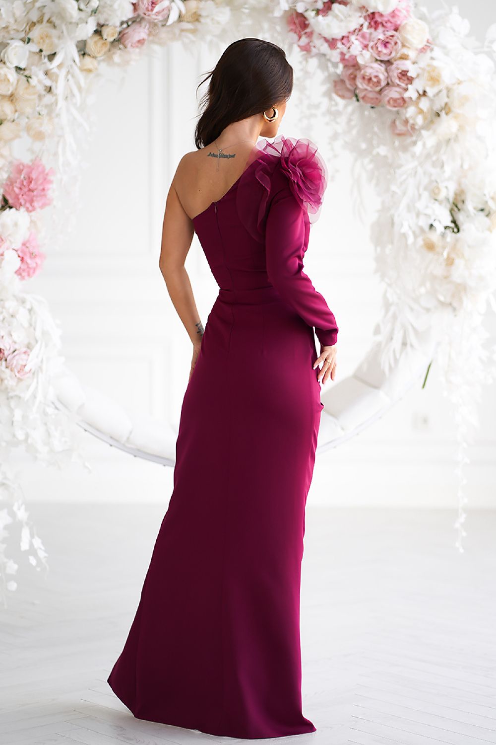 Elegant Fitted Long Dress Bicotone