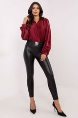 Elegant Eco-Leather High-Waisted Trousers NM