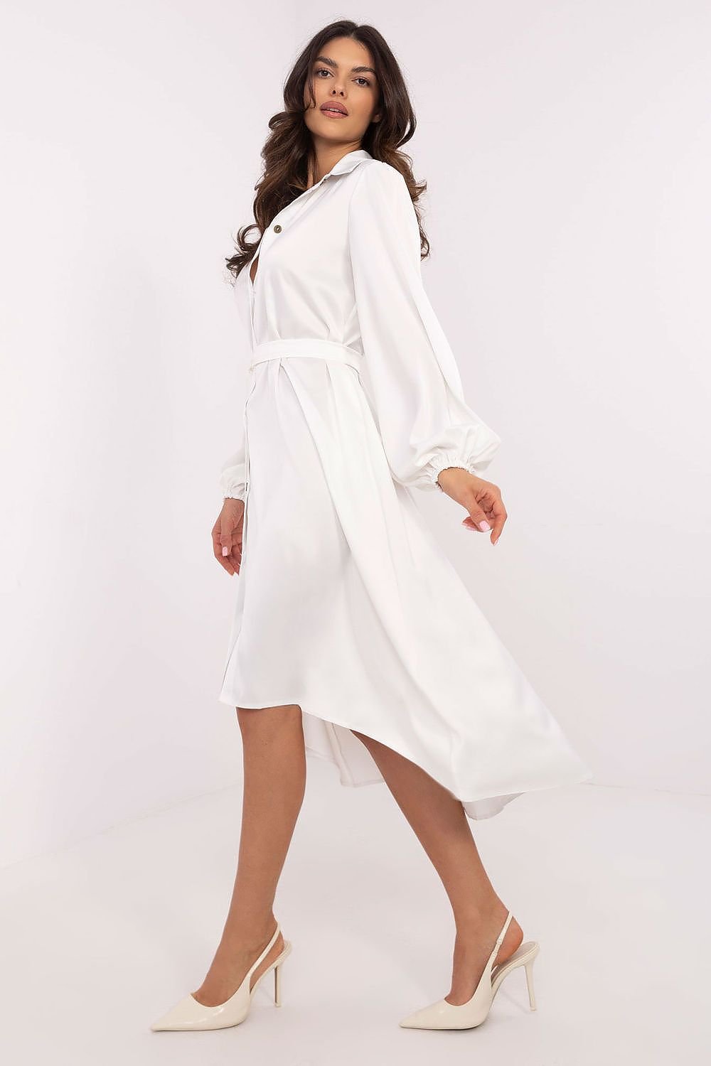 Elegant Asymmetrical Midi Shirt Dress Lakerta