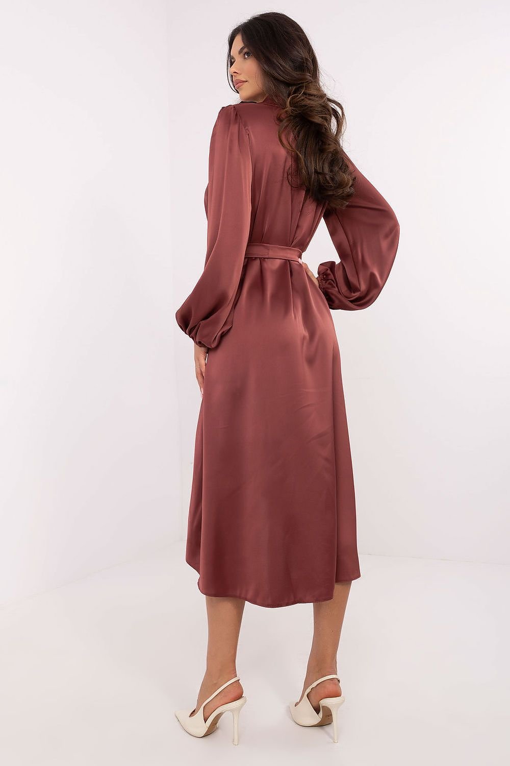 Elegant Asymmetrical Midi Shirt Dress Lakerta