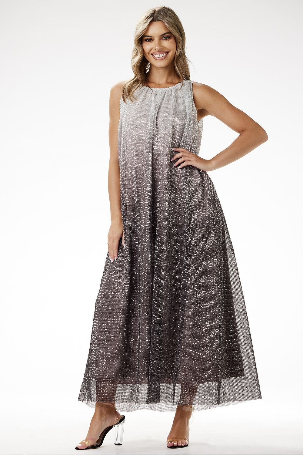 Elegant Ombre Sequin Maxi Dress Awama