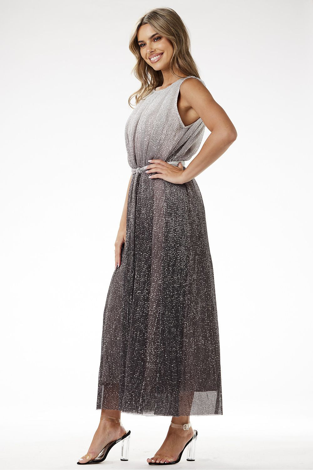 Elegant Ombre Sequin Maxi Dress Awama