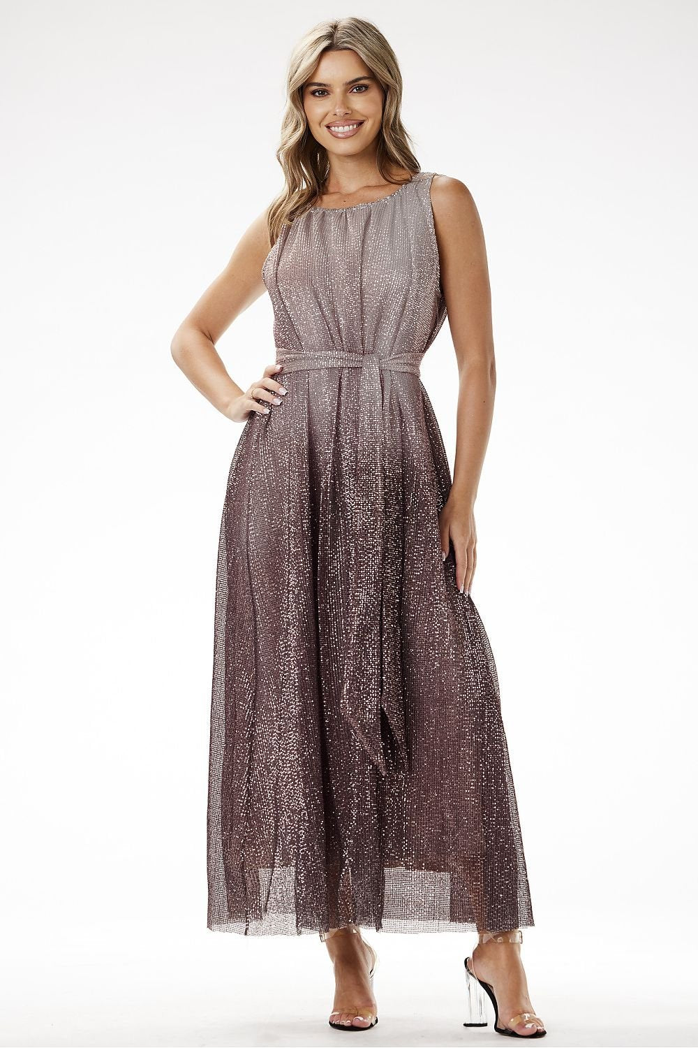 Elegant Ombre Sequin Maxi Dress Awama