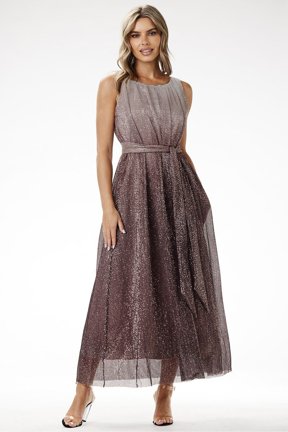 Elegant Ombre Sequin Maxi Dress Awama