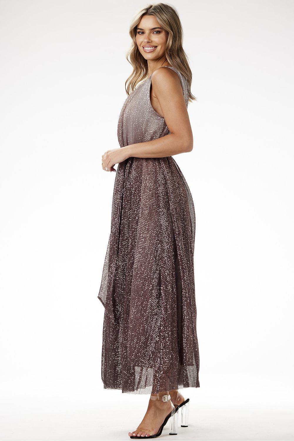 Elegant Ombre Sequin Maxi Dress Awama