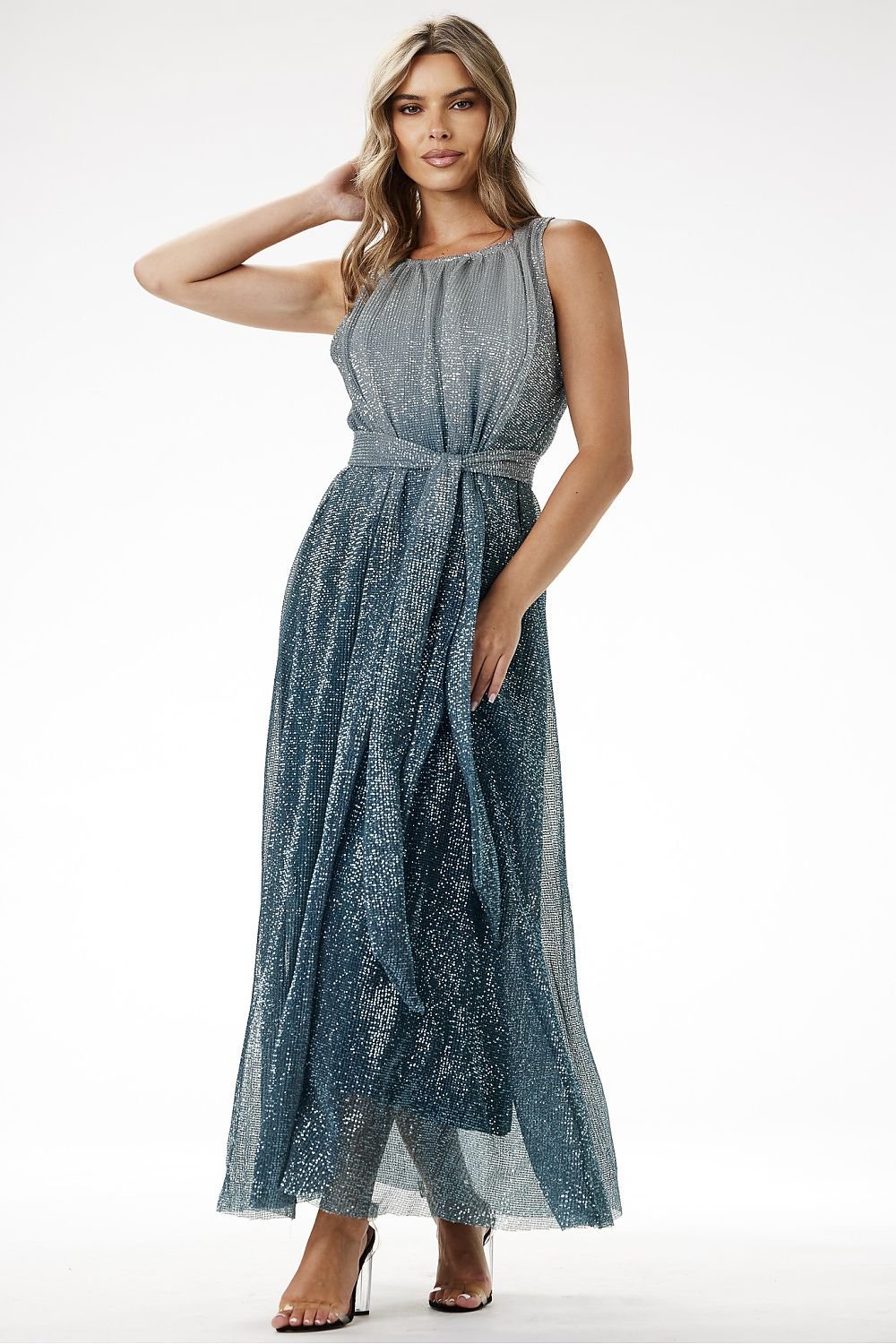 Elegant Ombre Sequin Maxi Dress Awama