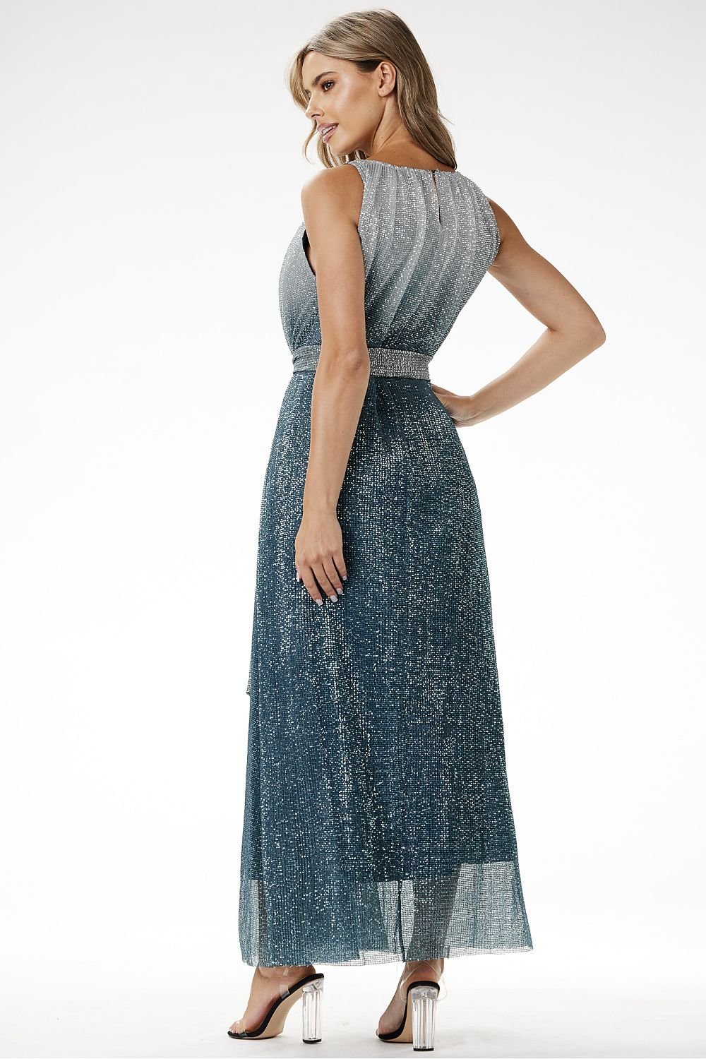 Elegant Ombre Sequin Maxi Dress Awama