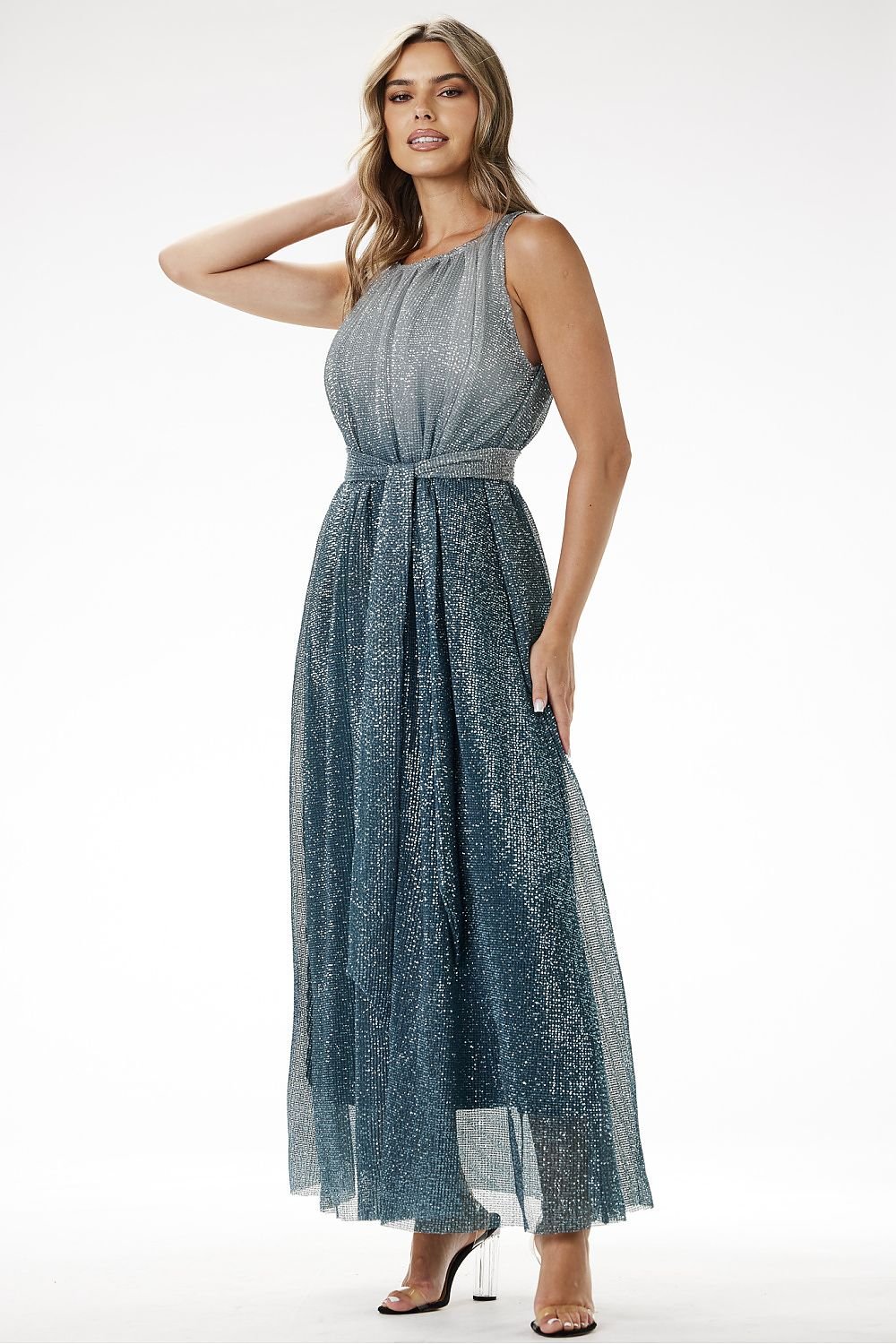 Elegant Ombre Sequin Maxi Dress Awama