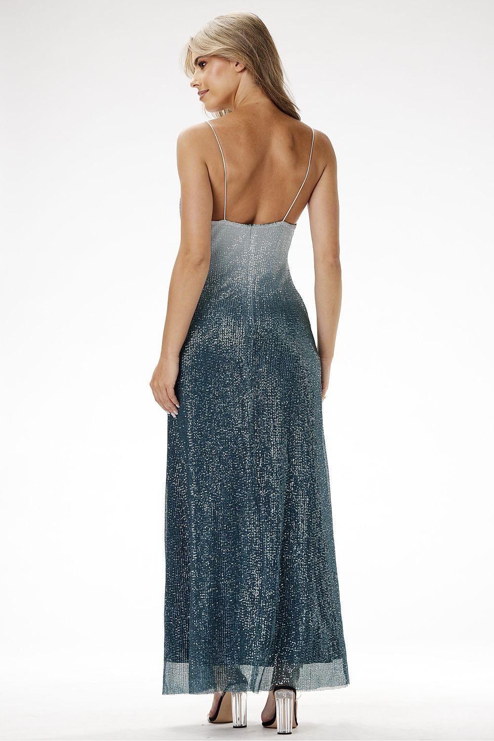 Elegant Strapless Sequin Maxi Dress Awama