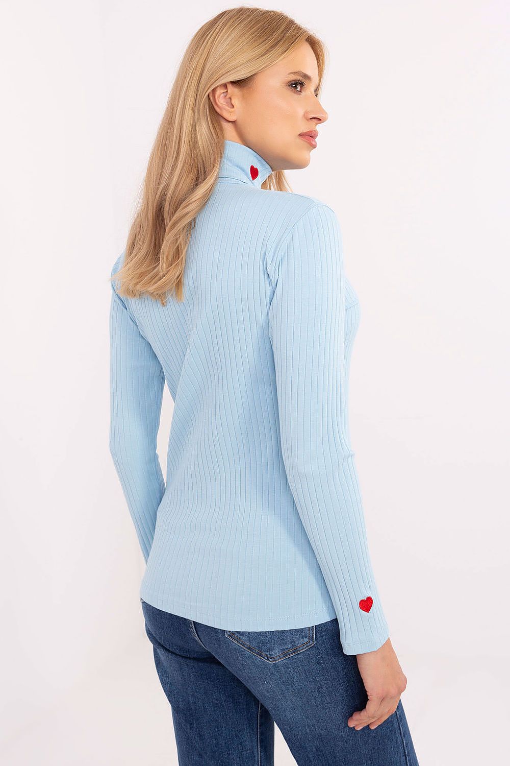 Elegant Turtleneck Sweater Charming Hearts