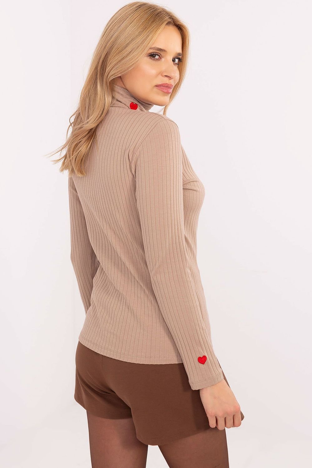 Elegant Turtleneck Sweater Charming Hearts