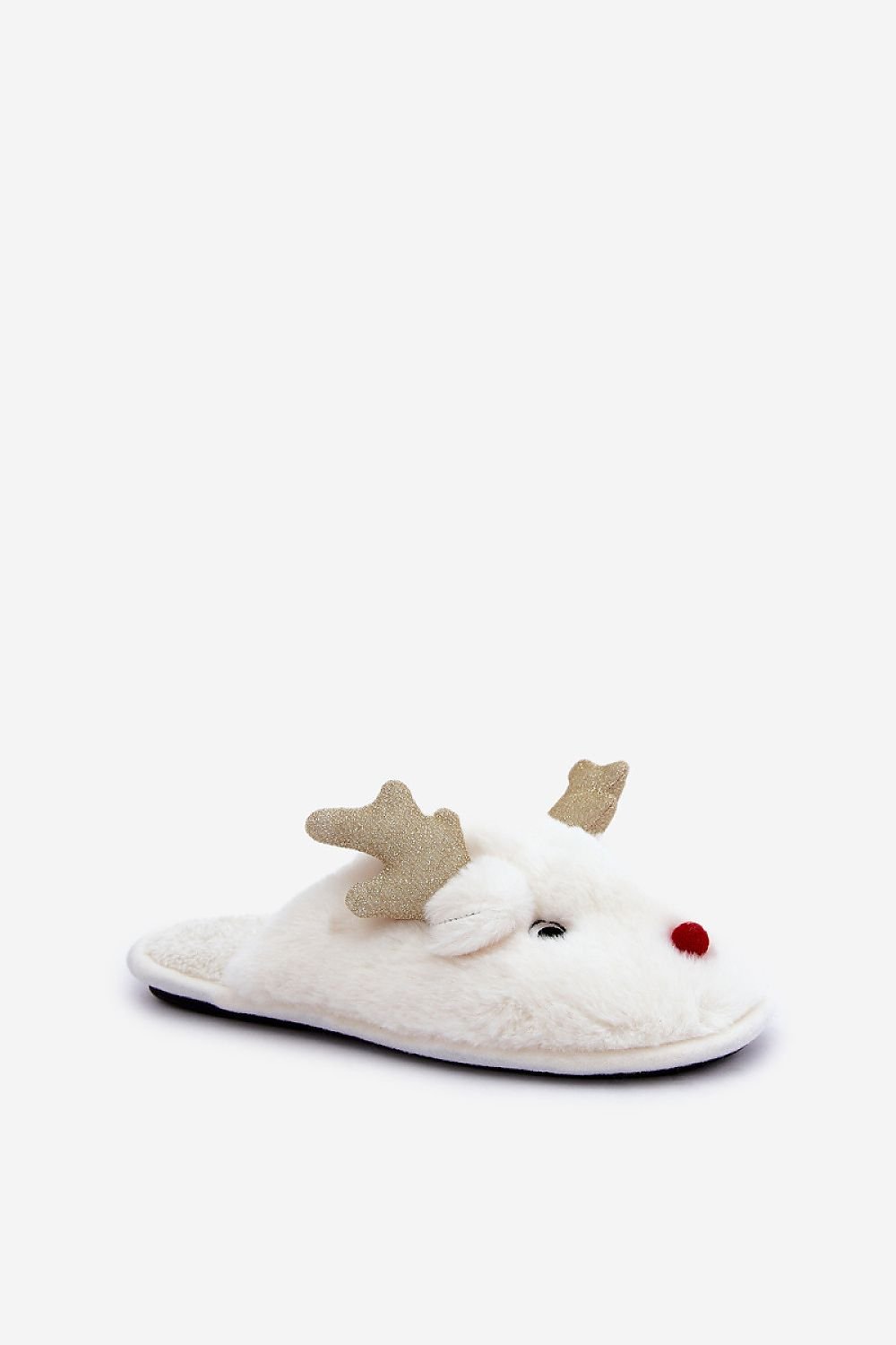 Charming Fur Slippers With Reindeer Motif