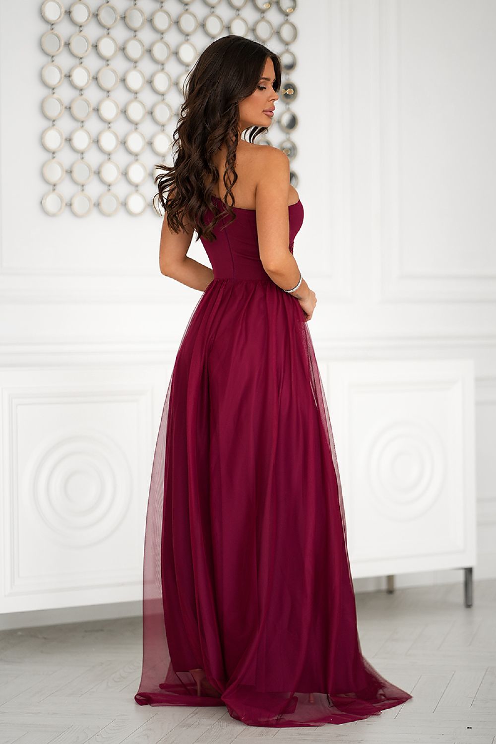 Elegant Sequin Flowing Dress Bicotone