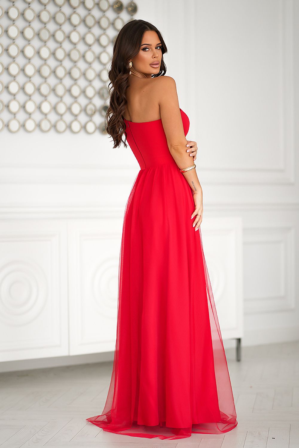 Elegant Sequin Flowing Dress Bicotone