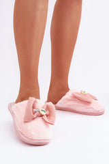 Warm Fur Slippers With Bow Step In Style