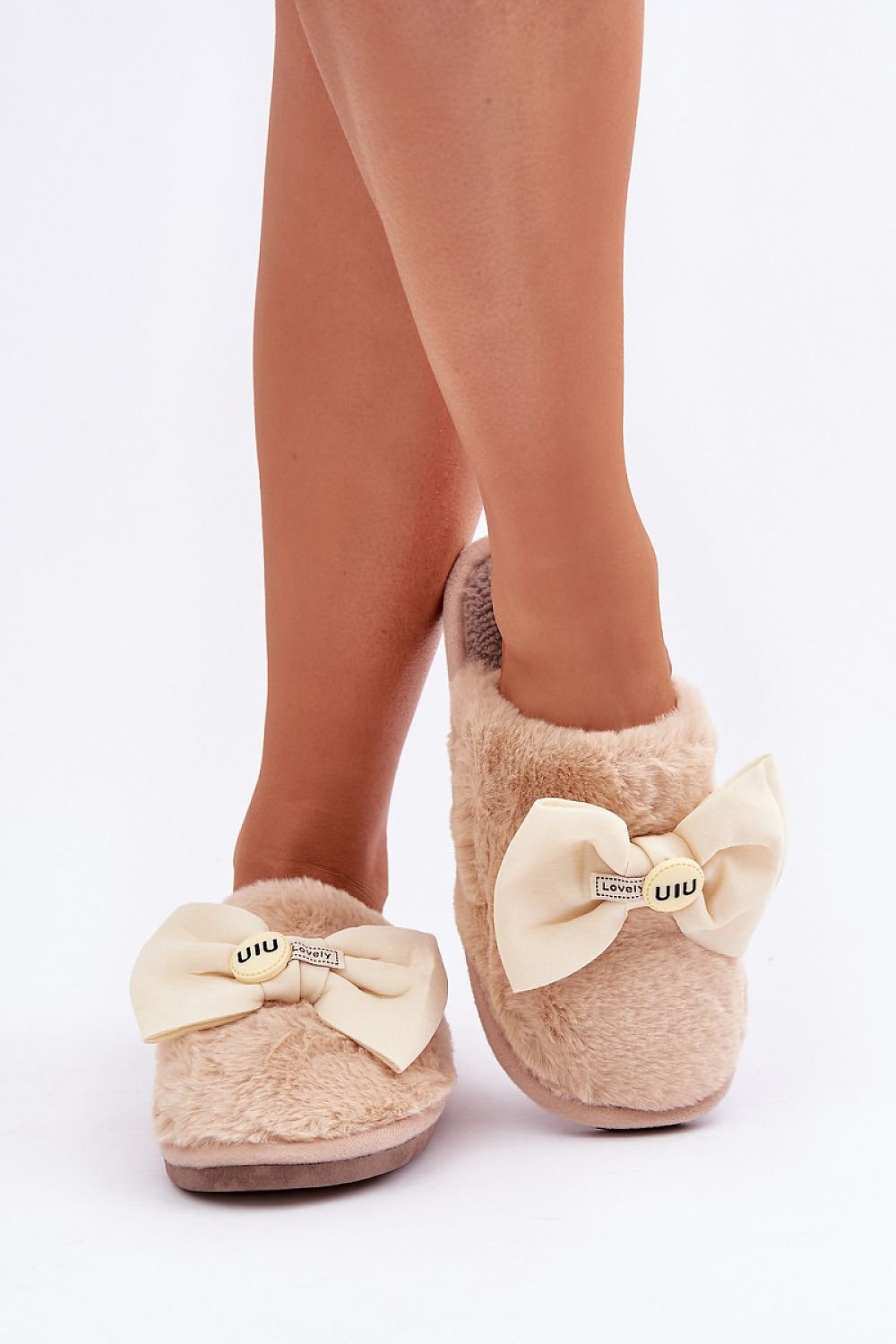 Warm Fur Slippers With Bow Step In Style