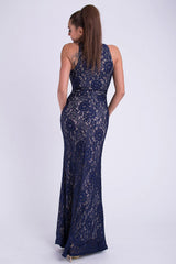 Sexy Navy Blue Lace Sleeveless Dress YourNewStyle