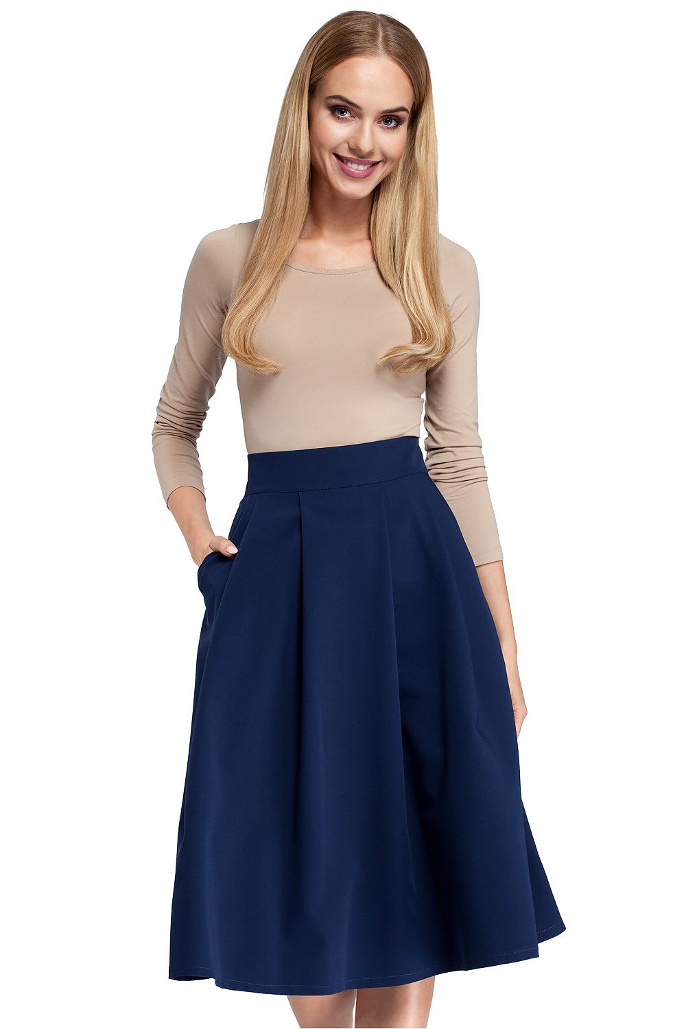 Feminine Flared Knee-Length Skirt Moe