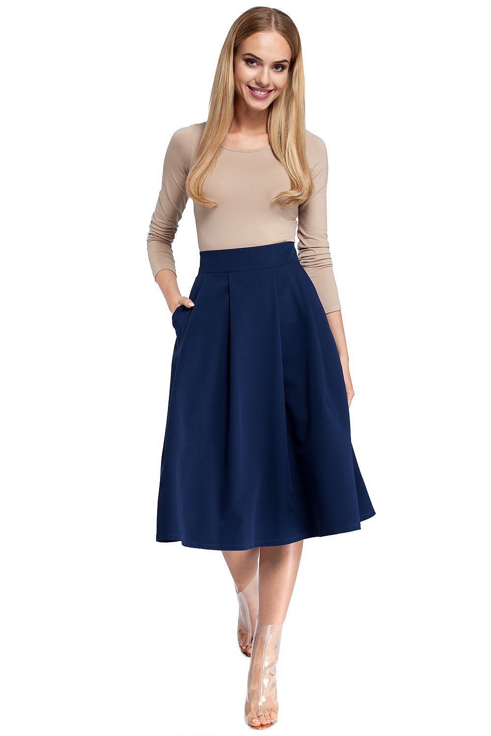 Feminine Flared Knee-Length Skirt Moe