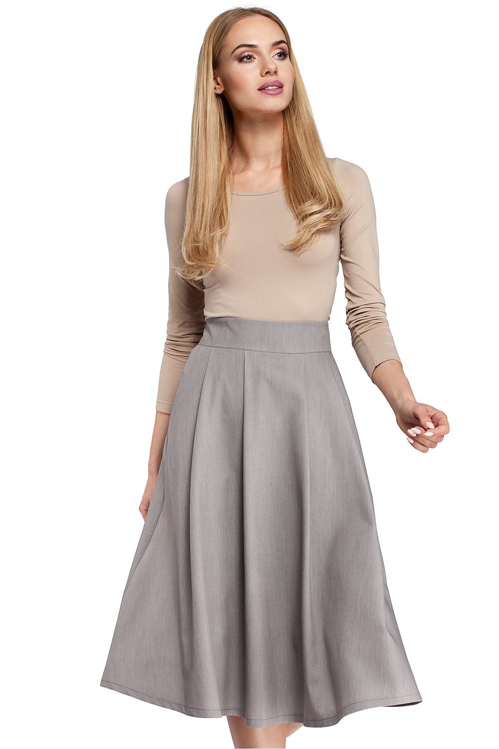 Feminine Flared Knee-Length Skirt Moe