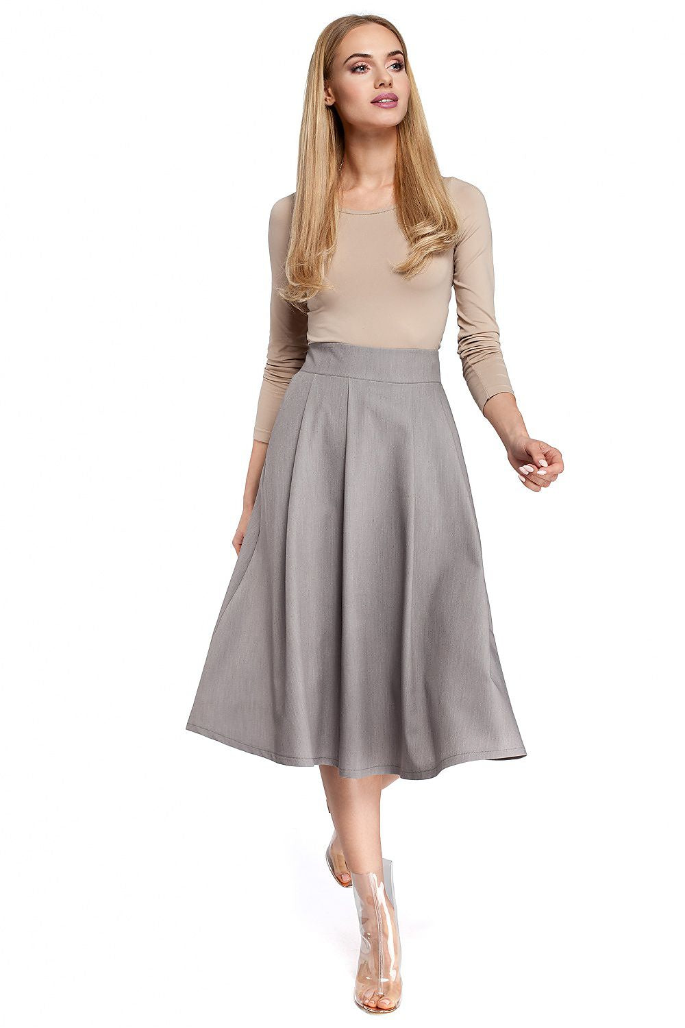 Feminine Flared Knee-Length Skirt Moe