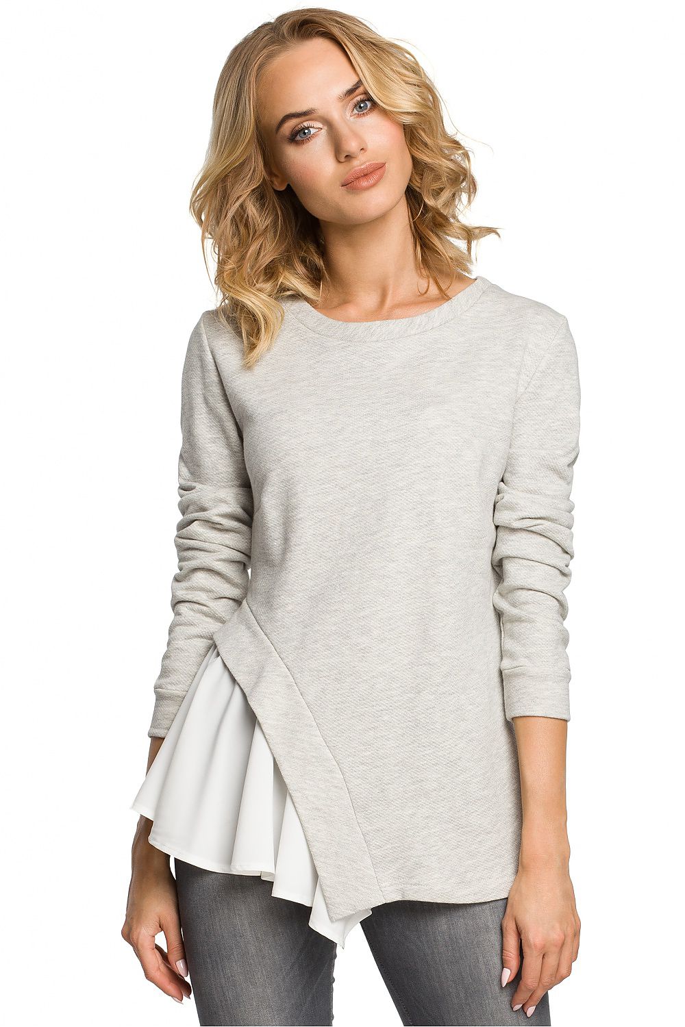 Unique Asymmetrical Long-Sleeved Blouse Moe