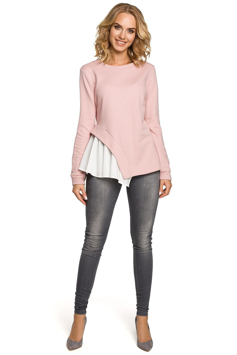 Unique Asymmetrical Long-Sleeved Blouse Moe