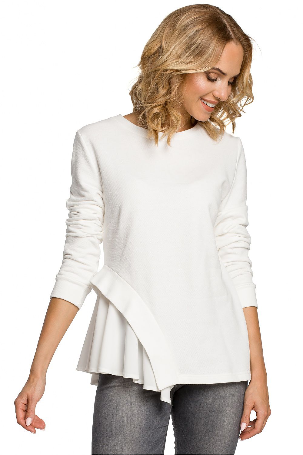 Unique Asymmetrical Long-Sleeved Blouse Moe