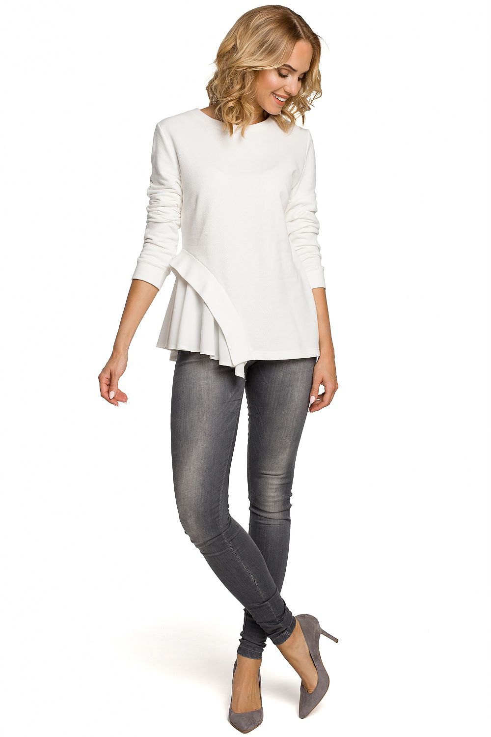 Unique Asymmetrical Long-Sleeved Blouse Moe