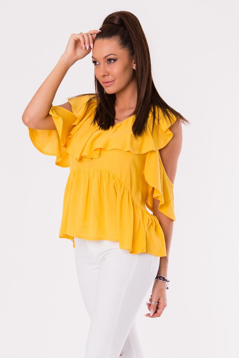 Shoulderless Decorative Ruffled Blouse YourNewStyle