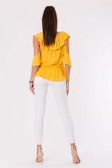 Shoulderless Decorative Ruffled Blouse YourNewStyle