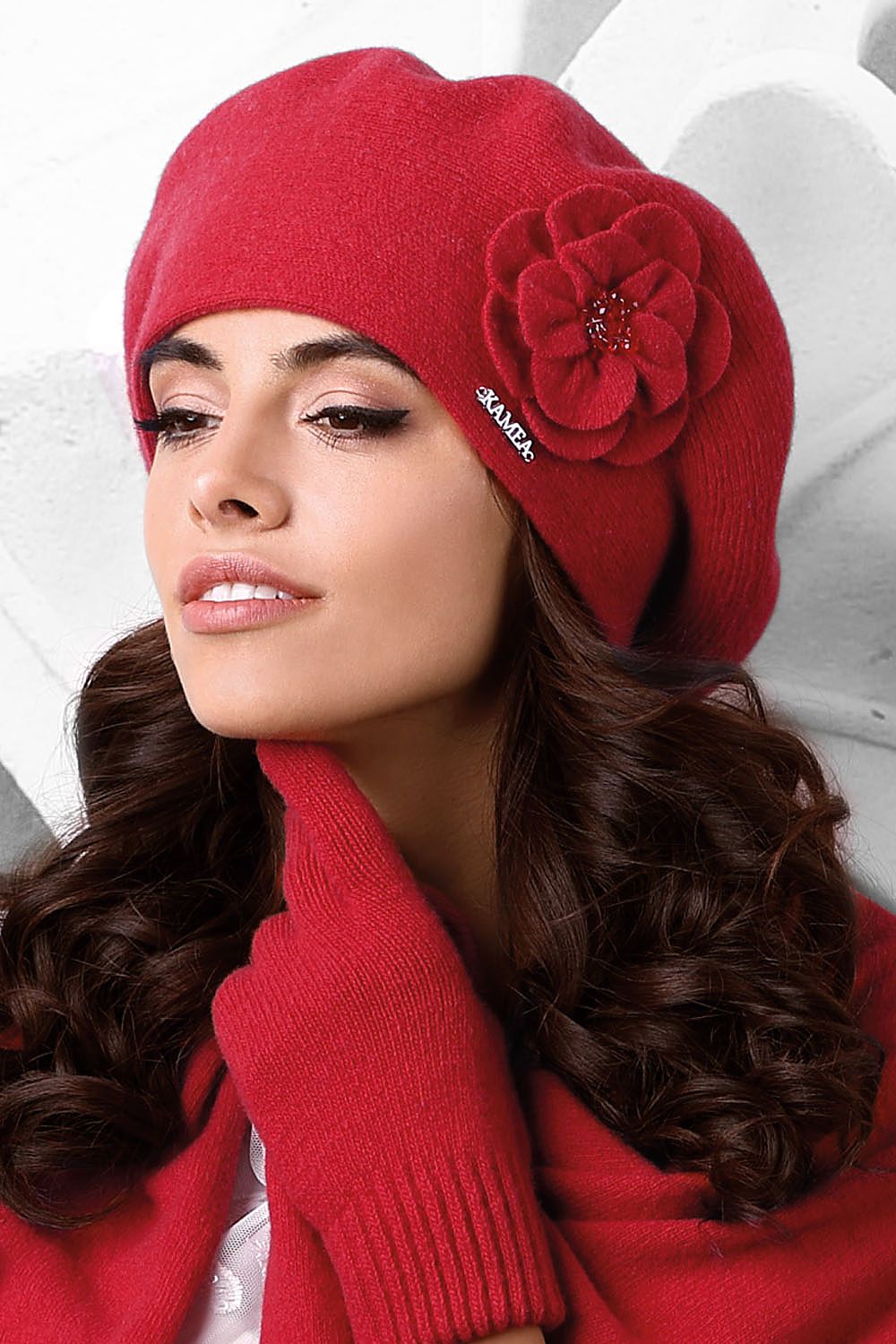 Elegant Flower Embellished Wool Beret Vinceza