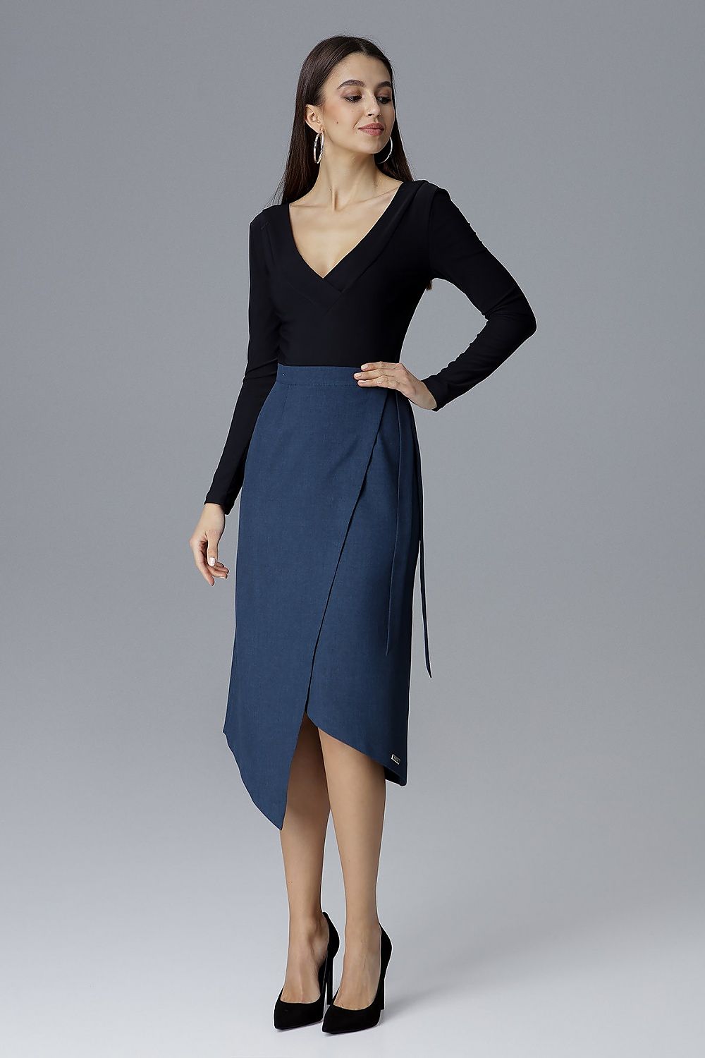 Asymmetrical Tie Waist Skirt Figl