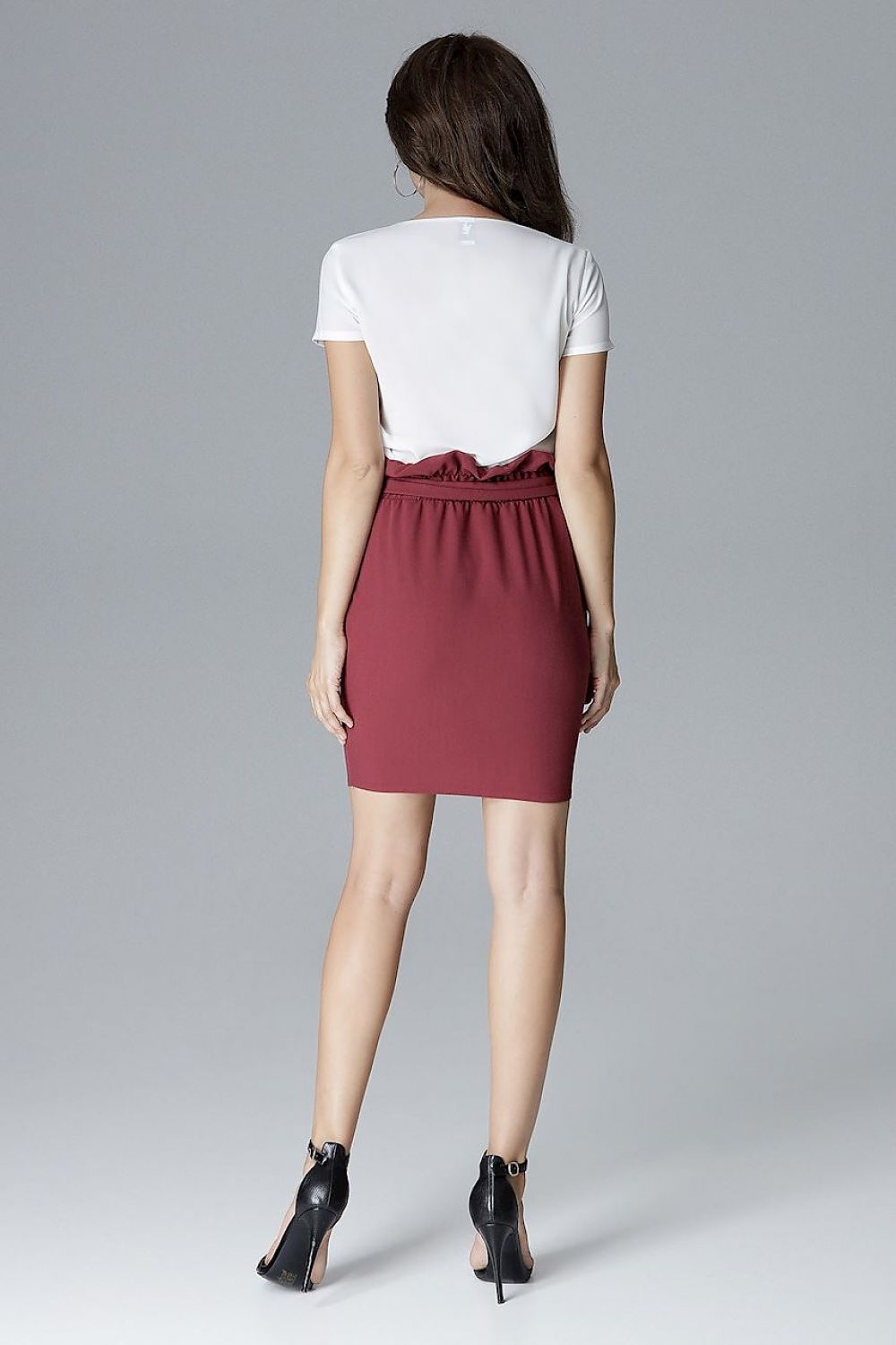 Fitted Pleated Tie Belt Skirt Lenitif