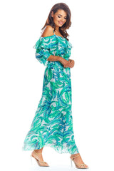 Airy Maxi Dress With Frill Tie Awama