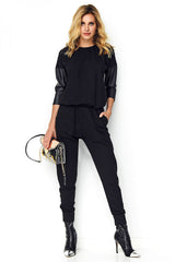 Gorgeous Jumpsuit With Eco-Leather Details Makadamia