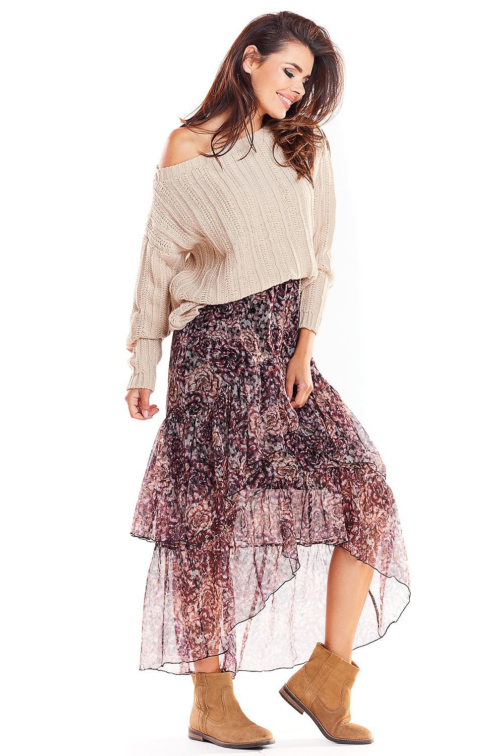 Asymmetrical Tulle Maxi Skirt Awama