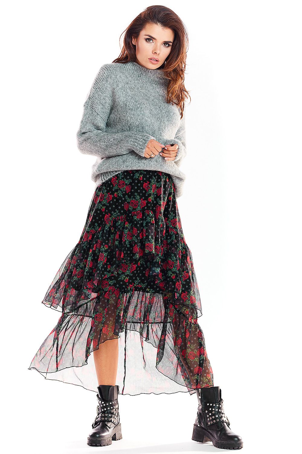 Asymmetrical Tulle Maxi Skirt Awama