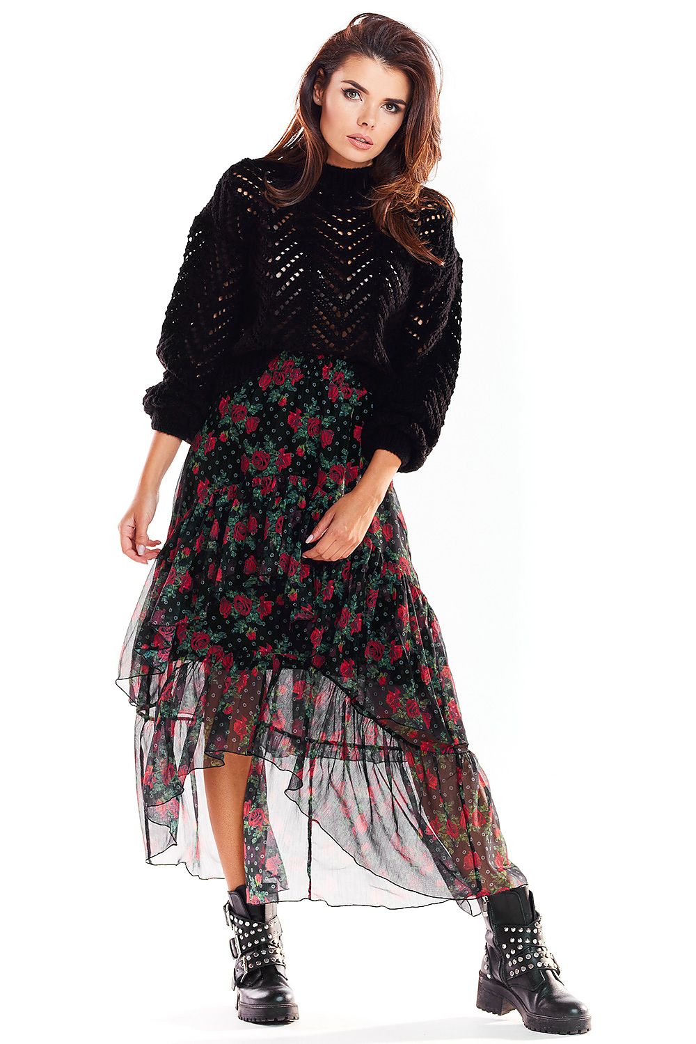 Asymmetrical Tulle Maxi Skirt Awama