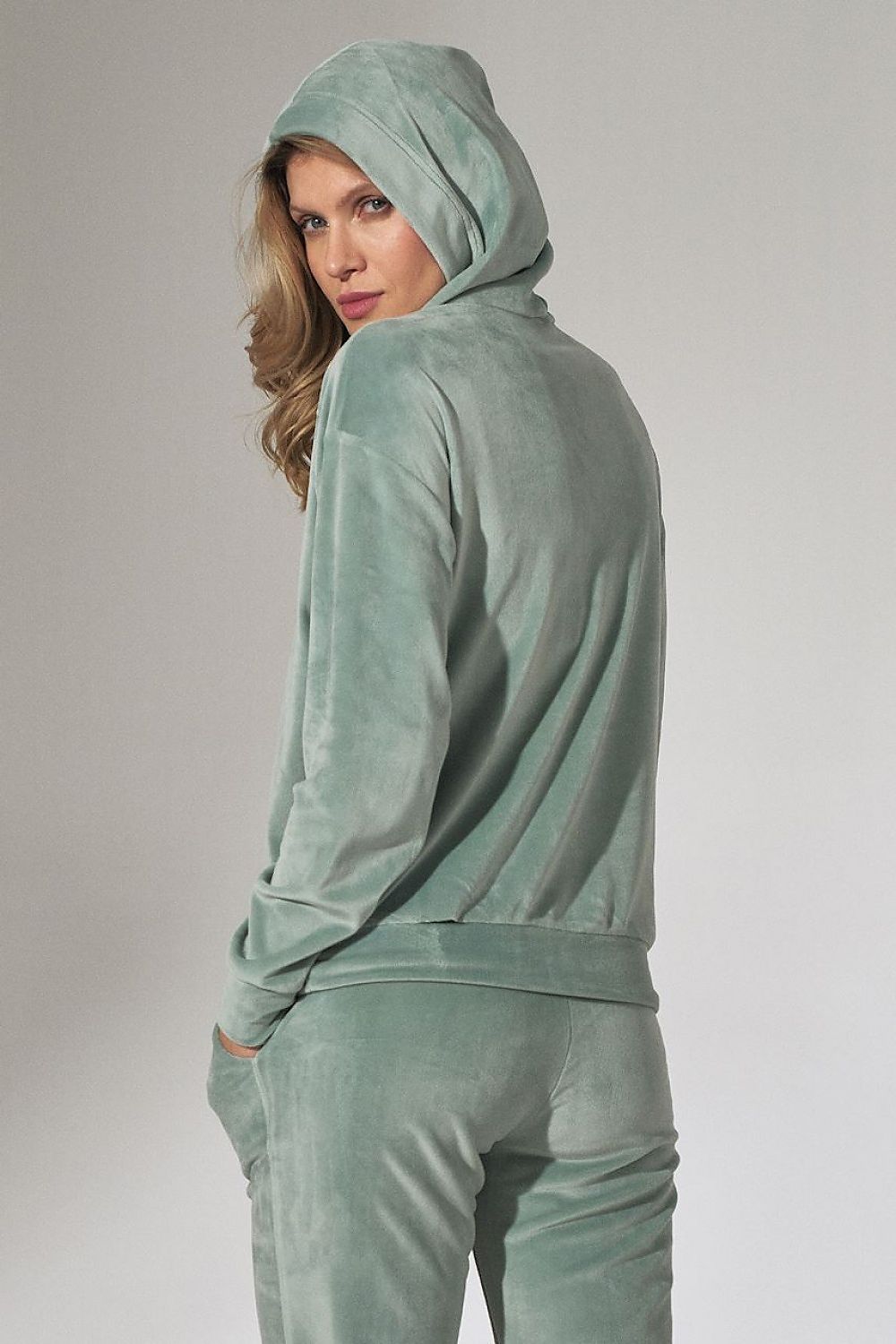 Velour Hooded Green Sweatshirt Figl