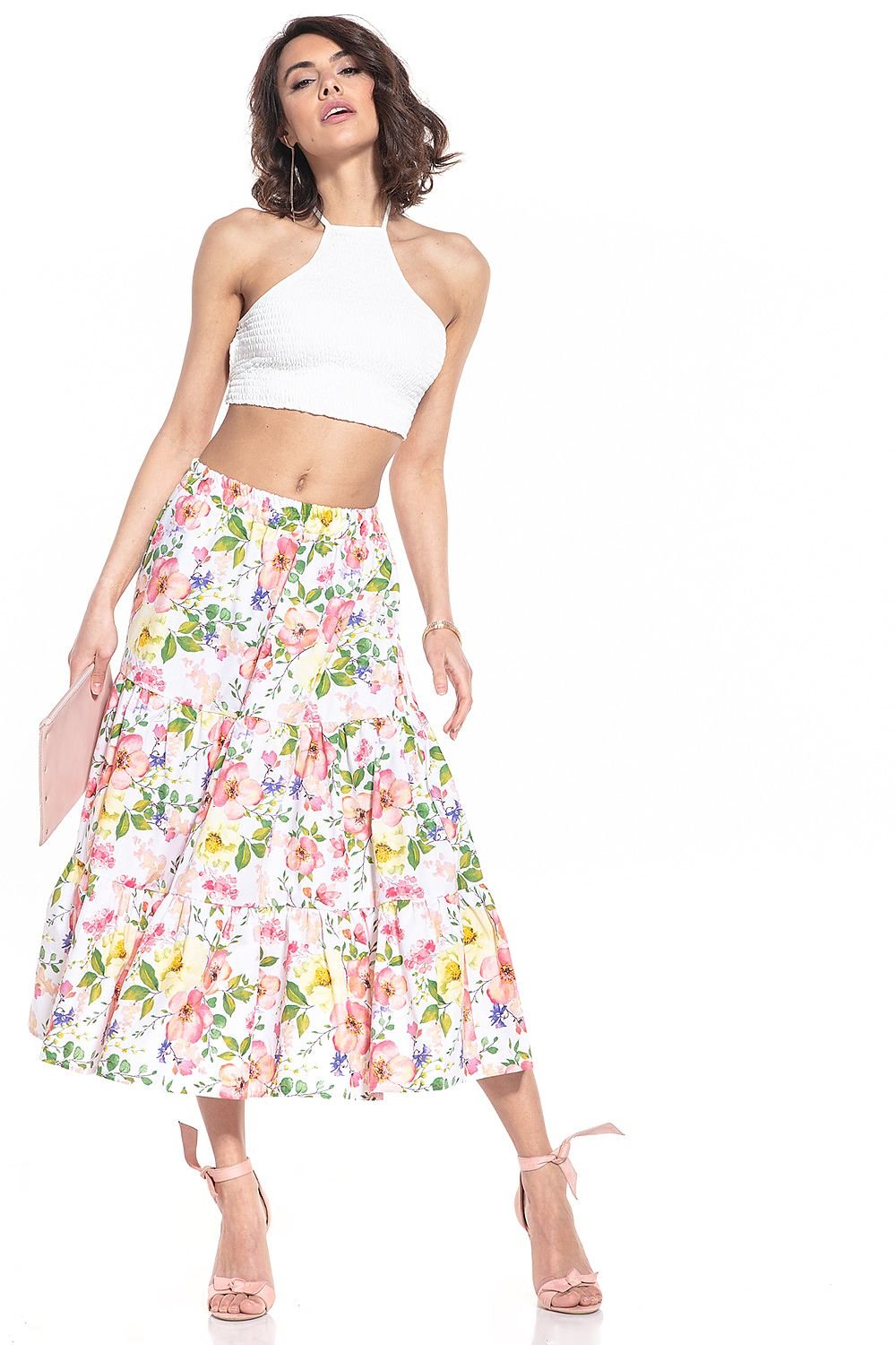 Floral Pattern Cotton Long Skirt Tessita