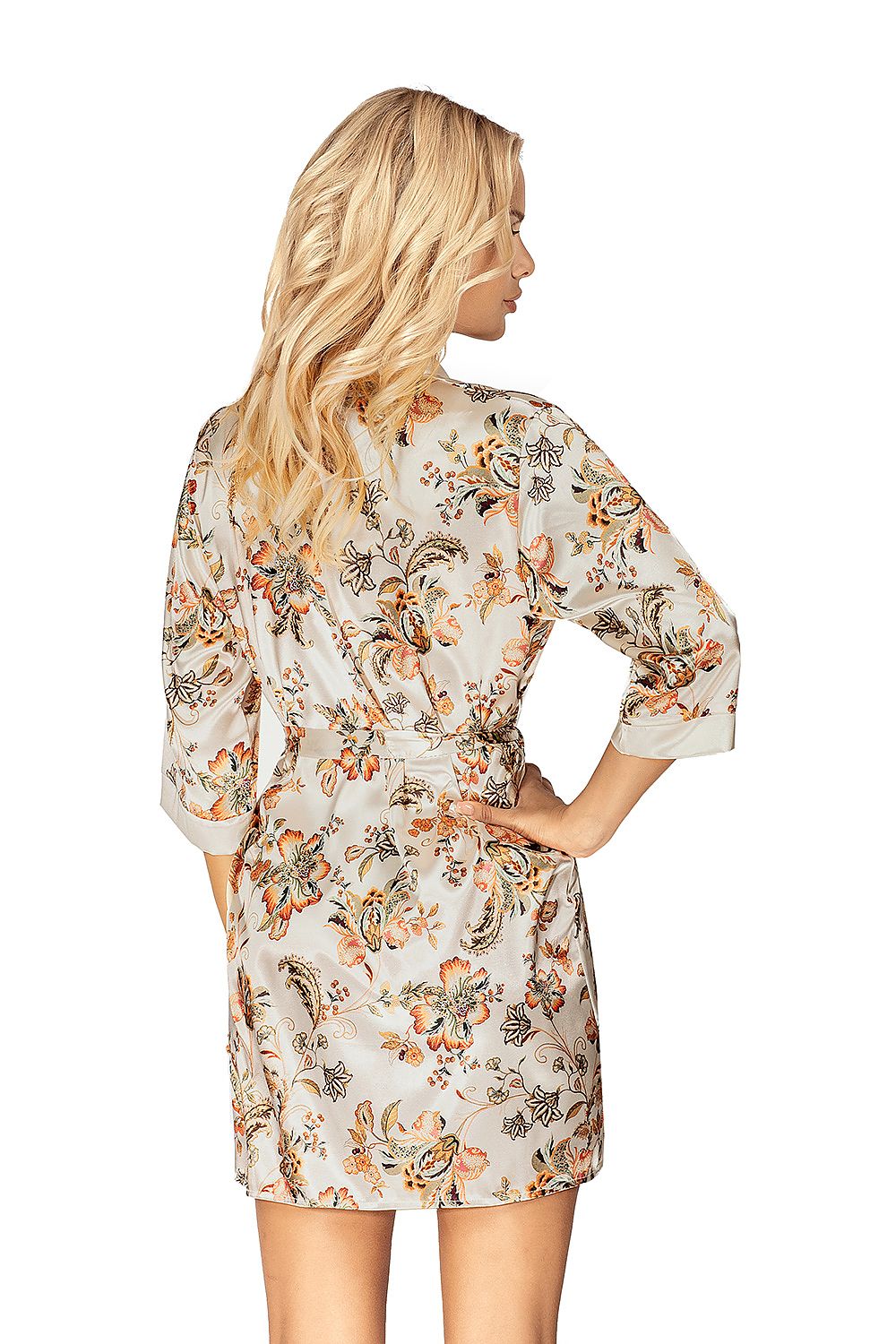 Elegant Floral Satin Robe Donna