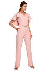 Feminine Cape Detailed Pantsuit Moe