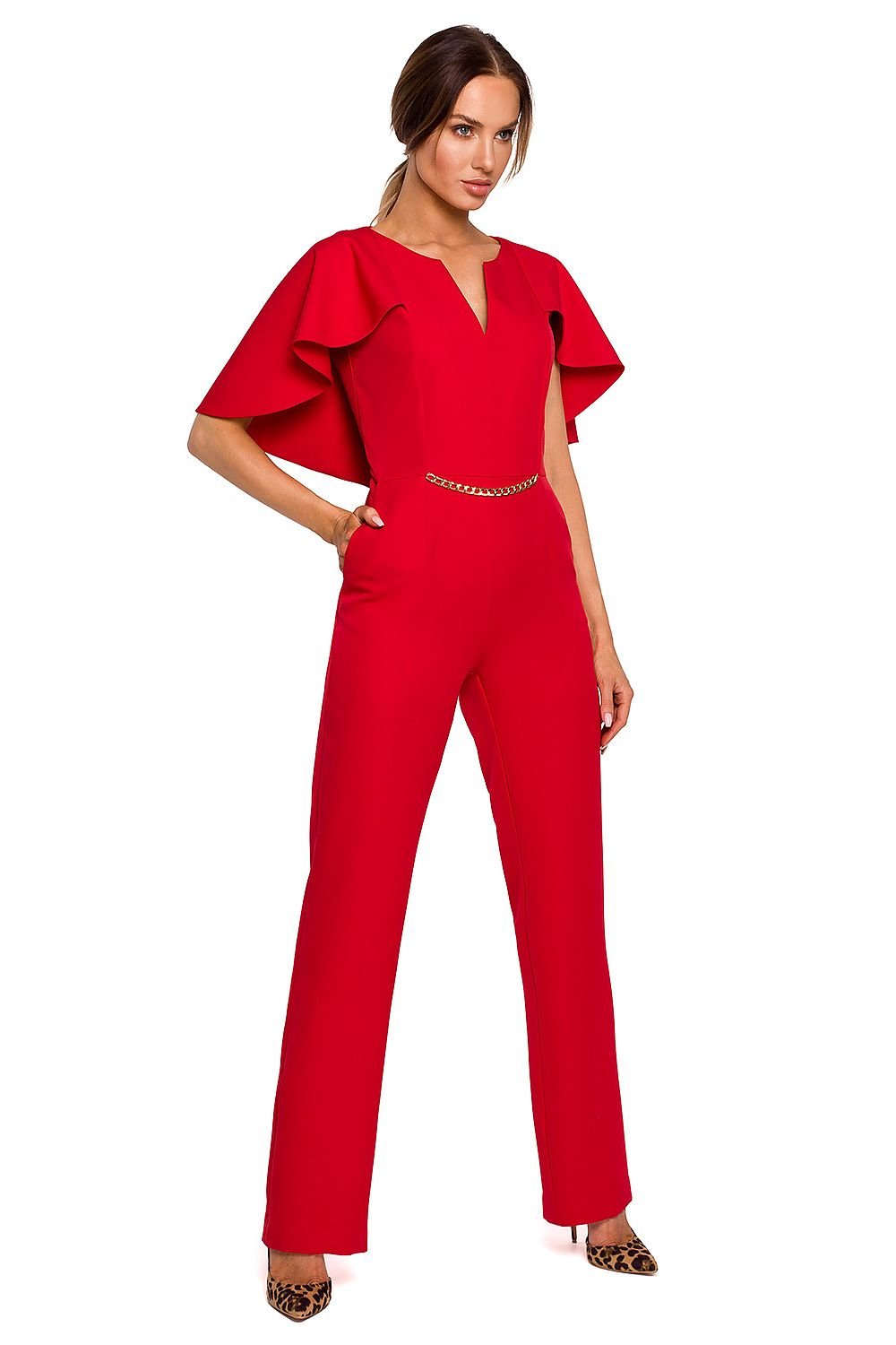 Feminine Cape Detailed Pantsuit Moe